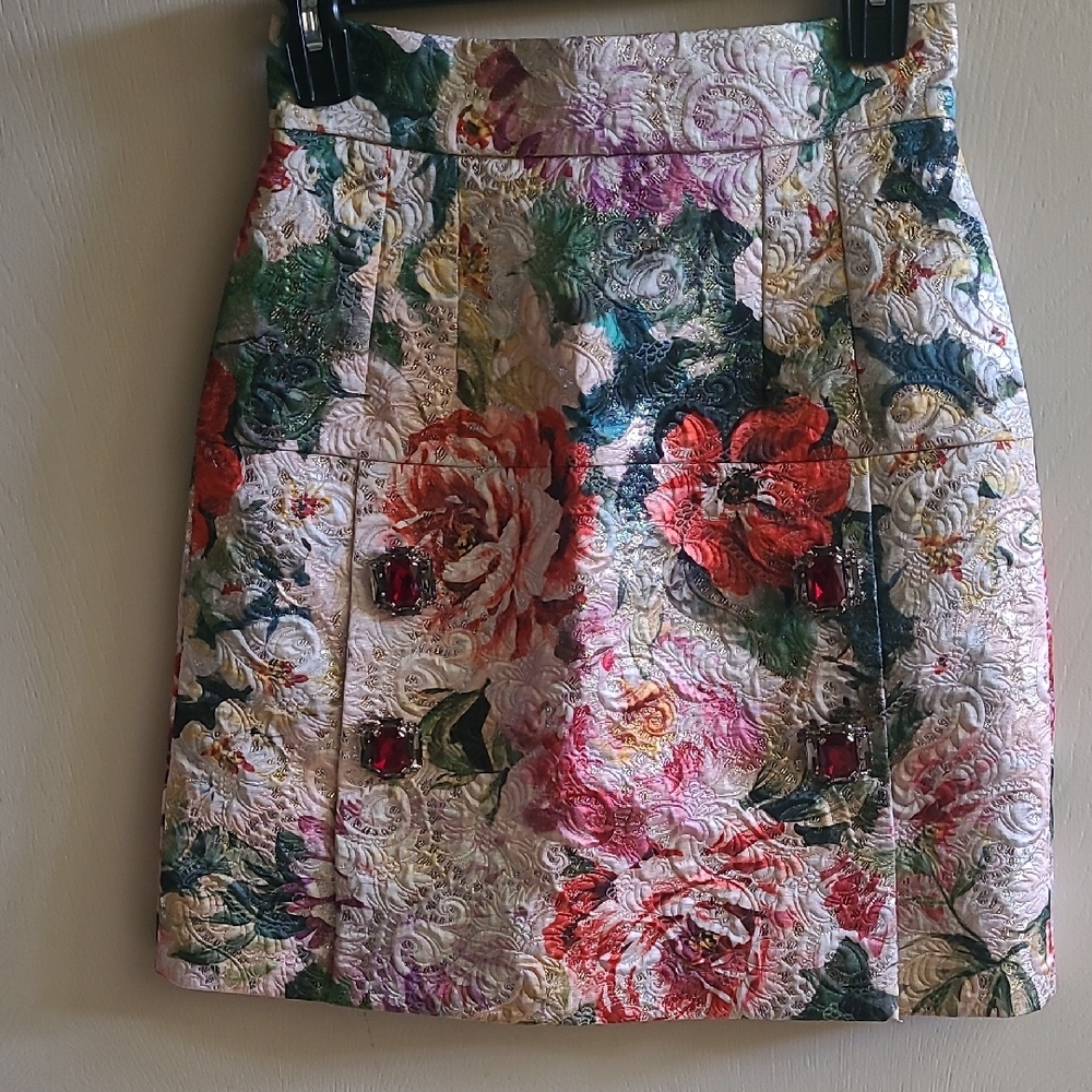 Dolce & Gabbana Multicolor Floral Jacquard Mini Skirt Sz 38/US 4 - Picture 4 of 15